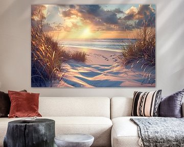 Betoverende zonsondergang op het strand met levendige kleuren van Art & Soul Creations