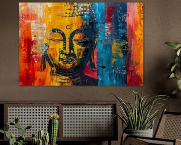 Abstracte Boeddha in Kleur met Dynamische Verf Stijlen van Art & Soul Creations