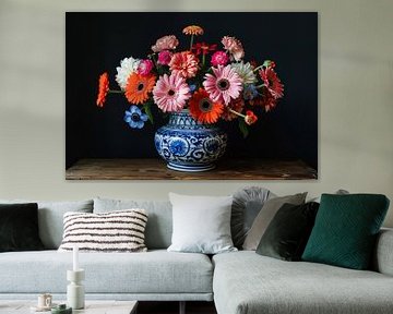 Uitgebreide collectie bloemen in een decoratieve vaas van De Muurdecoratie