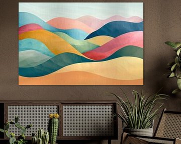 Art abstrait ondulé avec paysages colorés