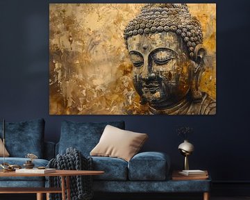 Boeddha afgebeeld in gouden en bruine tinten van Art & Soul Creations