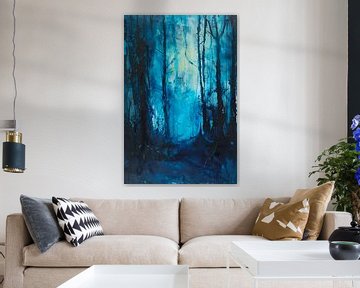 Abstract blauw bos in dynamische penseelstreken van Art & Soul Creations