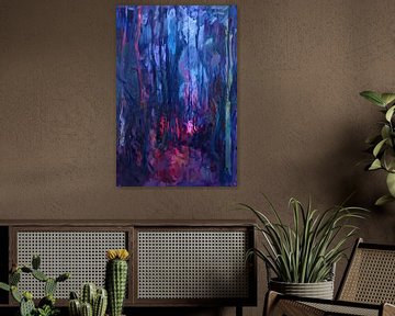 Vibrant Abstract Forest Scene in Rich Colors van Art & Soul Creations