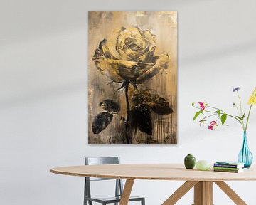 Abstracte Gouden Roos op Beige Achtergrond van Art & Soul Creations