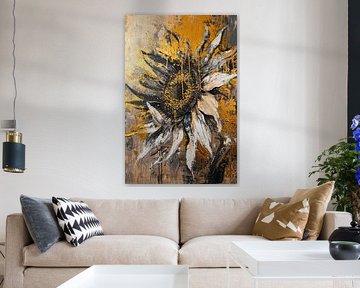 Tournesol abstrait dynamique aux couleurs explosives sur Art & Soul Creations