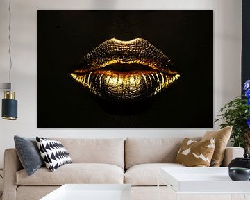 Donkere achtergrond met stralende gouden lippen van Art & Soul Creations