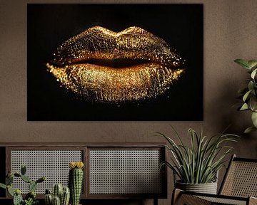 Dramatische Gouden Glitter Lippen Close-up van Art & Soul Creations