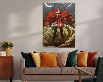 Red Woman Dragon Argenta by Doms Art