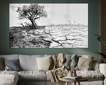 Eenzame boom in een verlaten landschap van Frank Heinz