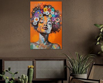 Woman with flowers by Bert Nijholt