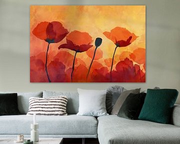 Klaproos bloemen van Poster Art Shop