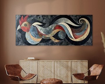 Haan Schilderij | Swirl Cock van Blikvanger Schilderijen