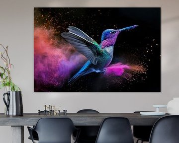 Kosmische Danser - Kolibrie in Flitsende Kleuren van Eva Lee