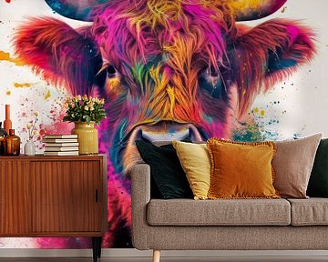 Kleurenpracht in de Hooglanden - Stier Portret - Prachtige Hoogland Stier