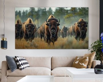 Kudde bizons panorama van TheXclusive Art