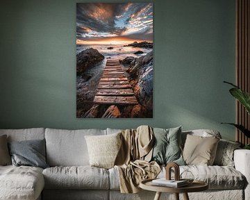 Wooden Scaffold Against Dramatic Sunset Sky by Art & Soul Creations