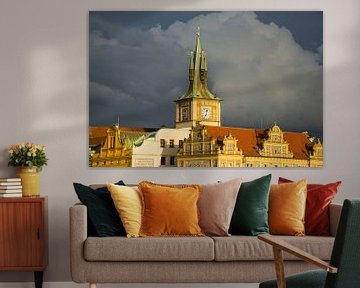 Bedrich Smetana Museum, daarachter de Oude Stad Watertoren, Smetana Kade, Oude Stad, Praag van Walter G. Allgöwer