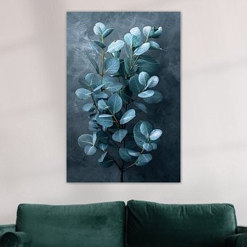Eucalyptus leaves with soft grey background by Art & Soul Creations