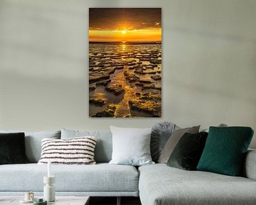 Sonnenuntergang über dem Wattenmeer bei Holwerd von Harrie Muis