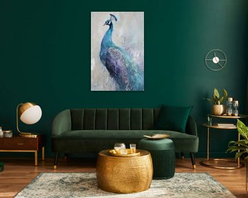 Blauwe pauw van Poster Art Shop