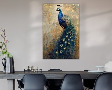 Blauwe pauw van Poster Art Shop