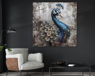 Blauwe pauw van Poster Art Shop