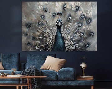 Blauwe pauw van Poster Art Shop