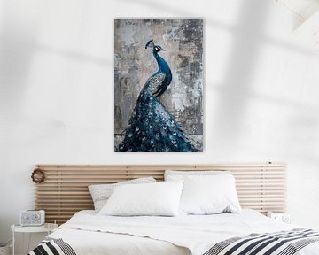 Blauwe pauw van Poster Art Shop