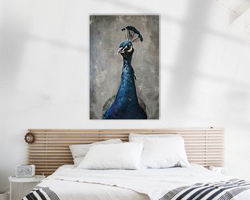 Blauwe pauw van Poster Art Shop