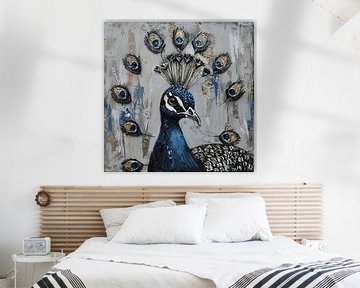 Blauwe pauw van Poster Art Shop