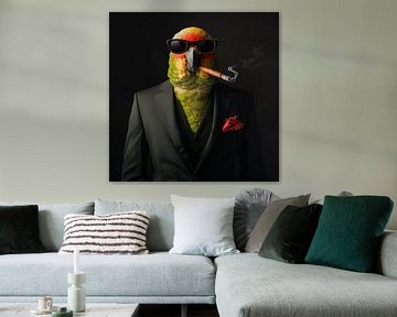 Papegaai met sigaar en zonnebril van TheXclusive Art