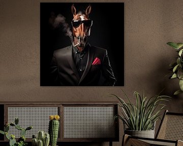 Paard met sigaar en zonnebril van TheXclusive Art