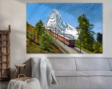 Schilderij Gornergrat Bahn van Anton de Zeeuw