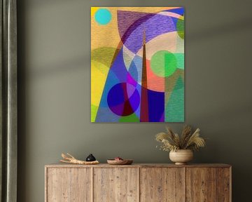 Abstract met kleurvlakken en cirkels van Corinne Welp