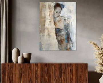 Figuratief portret in Japandi stijl van Japandi Art Studio