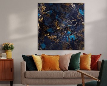 Golden Riff blue and gold marble abstract