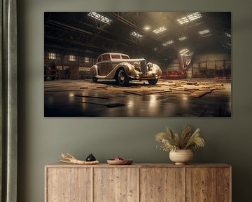 Oude klassieke auto in de hangar van Animaflora PicsStock