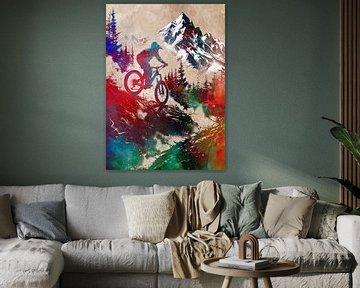 Mountainbiker sport kunst #biker van JBJart Justyna Jaszke