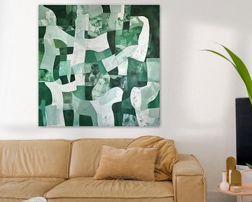 Abstracte Natuur: Groene Schakeringen in Moderne Collage van Color Square