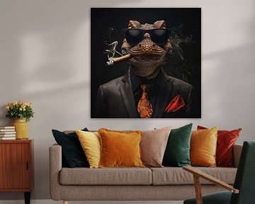 Salamander met sigaar en zonnebril van TheXclusive Art