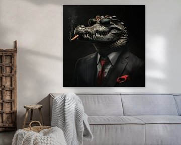 Krokodil met sigaar en zonnebril van TheXclusive Art