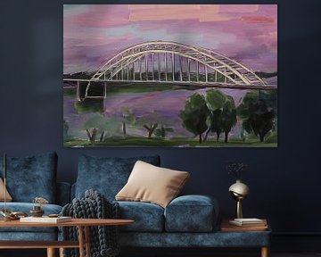 Schilderij Waalbrug te Nijmegen van Anton de Zeeuw