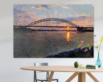 Schilderij Waalbrug te Nijmegen van Anton de Zeeuw
