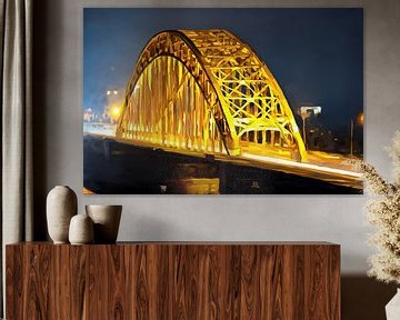 Schilderij Waalbrug te Nijmegen van Anton de Zeeuw