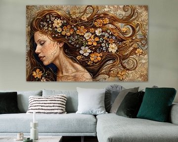 Vrouw Bloemen | Schilderij | Impressionisme van Blikvanger Schilderijen