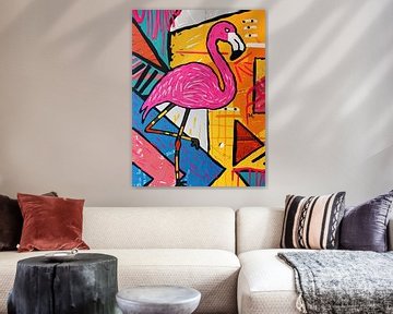 Schilderij Flamingo Pop-Art van ARTEO Schilderijen