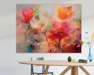 Kleurrijk klaprozen schilderij van Studio Pieternel