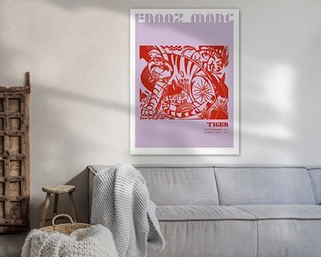 Franz Marc - Tijger in paars en rood van Malou Studio