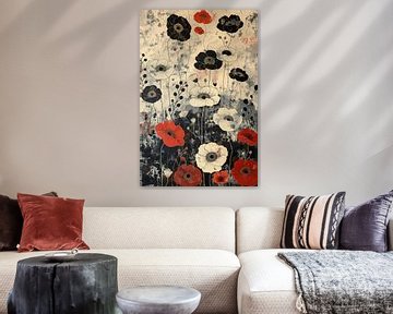 Bloemen zwart en rood