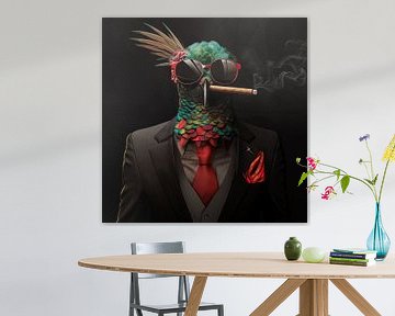 Kolibrie met sigaar en zonnebril van TheXclusive Art